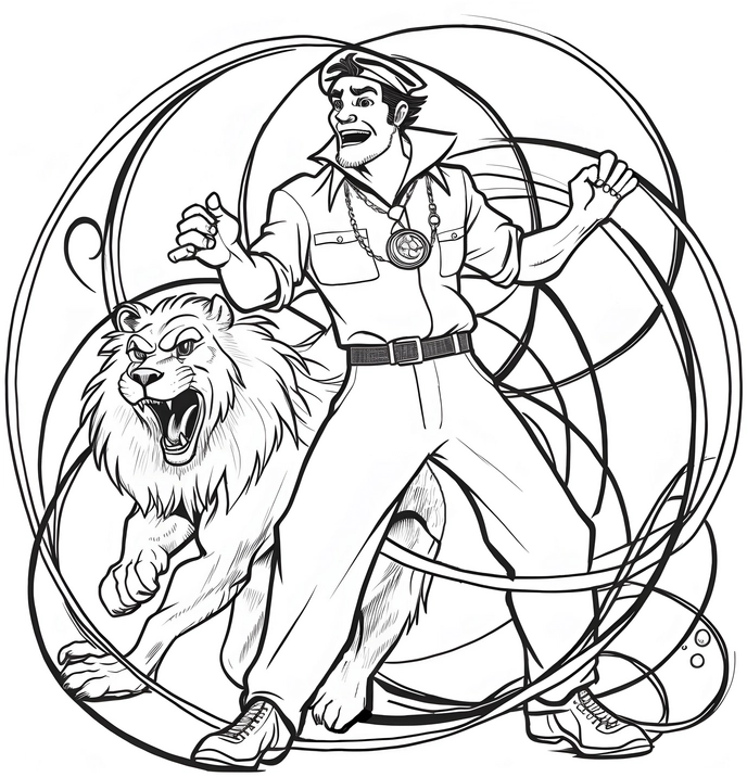 abenteurer-mit-loewe-ausmalvorlage