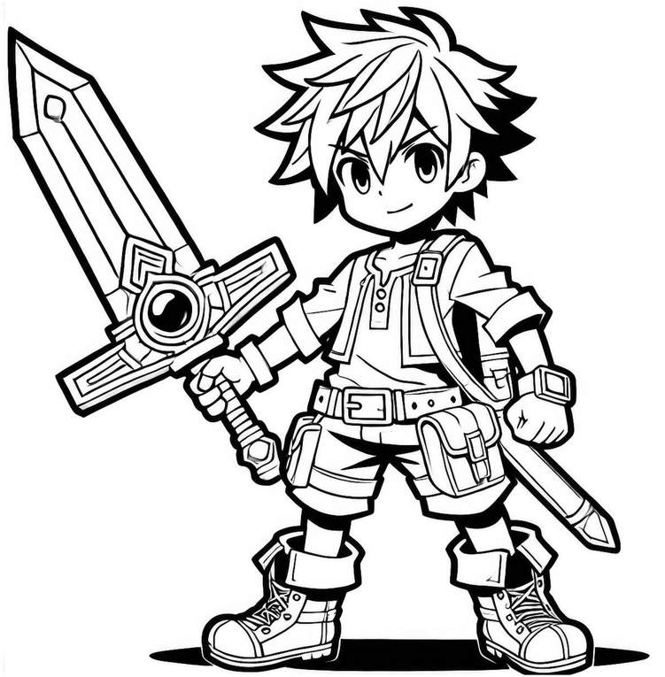 abenteurer-mit-schwert-ausmalbild