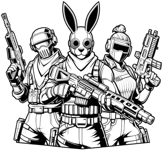 action-figuren-mit-hasenmaske-ausmalvorlage