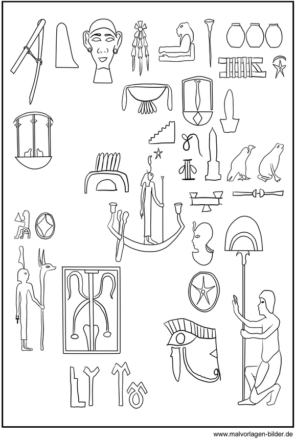 aegyptische-symbole-und-figuren-malvorlage