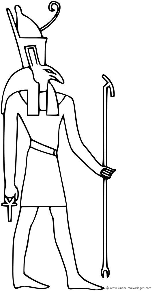 aegyptischer-gott-mit-falkenkopf-und-symbolen