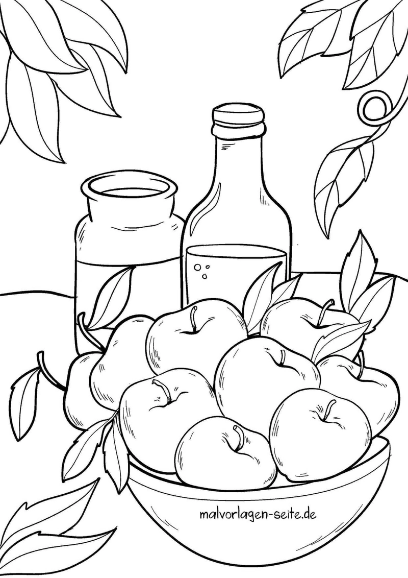 aepfel-in-schuessel-mit-flasche-und-glas