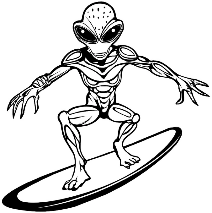 alien-auf-surfbrett-malvorlage
