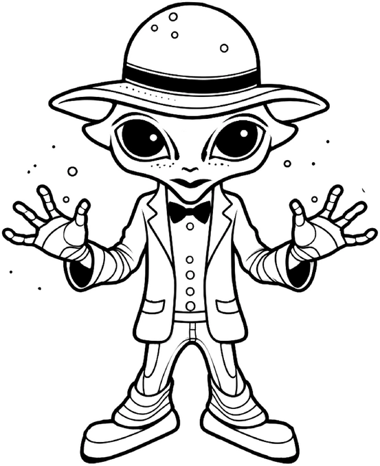 alien-im-anzug-mit-hut-malen