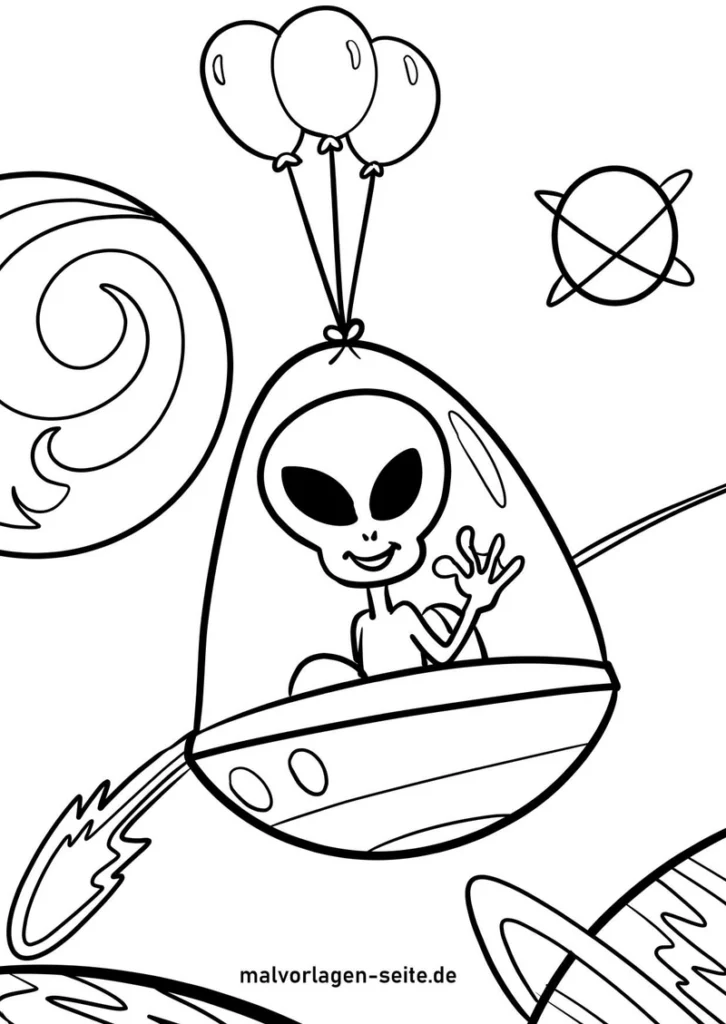 alien-im-raumschiff-mit-ballons-im-weltall
