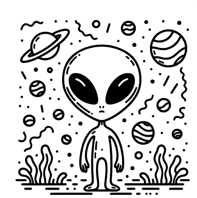 alien-im-weltall-ausmalvorlage-kostenlos