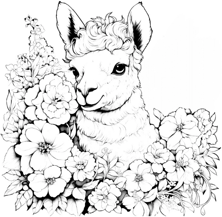 alpaka-blumen-malvorlage