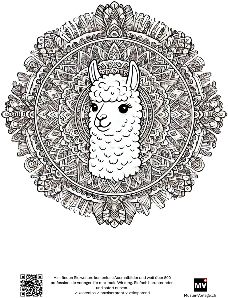 alpaka-im-mandala-ausmalvorlage