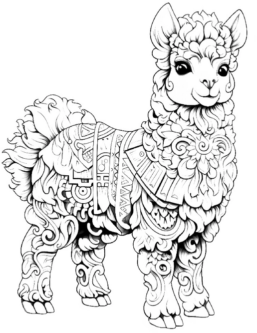 alpaka-mit-kunstvollen-mustern-ausmalbild