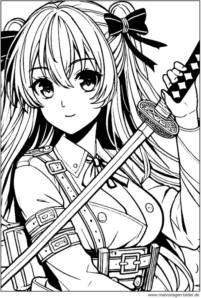 anime-maedchen-mit-schwert-ausmalvorlage