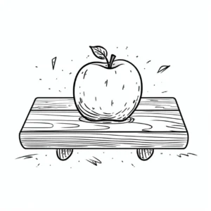 apfel-auf-holzbrett-malvorlage