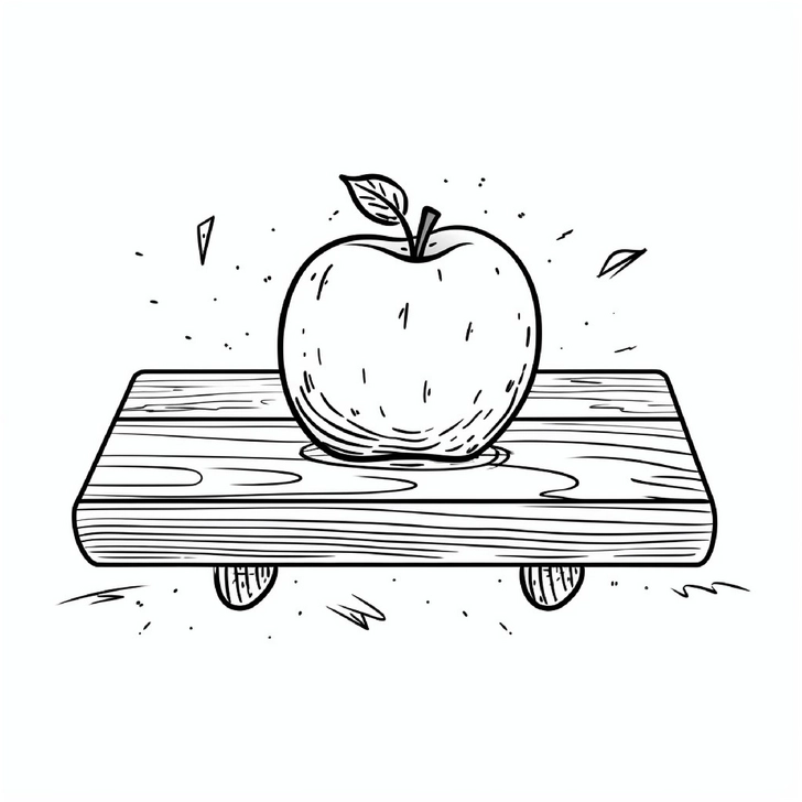 apfel-auf-holzbrett-malvorlage