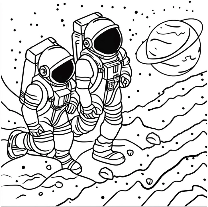 astronauten-im-weltall-und-saturn-ausmalbild