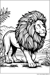 ausmalvorlage-majestaetischer-loewe-in-natur