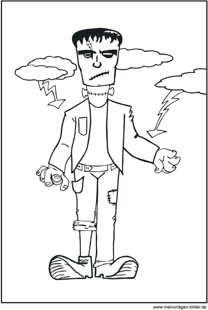 ausmalvorlage-monster-mit-blitzen-und-wolken