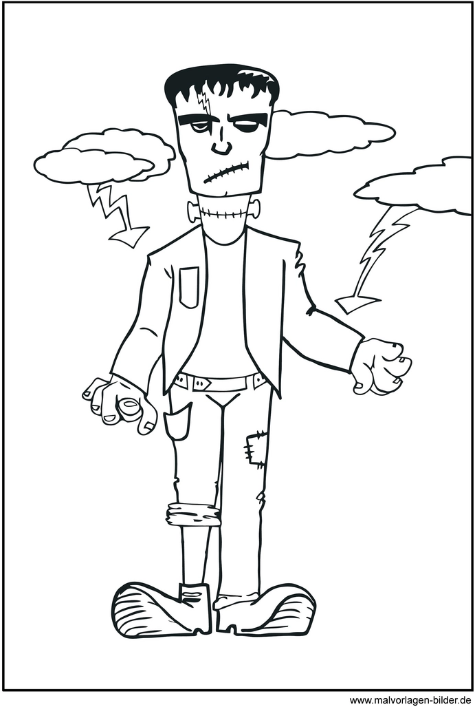 ausmalvorlage-monster-mit-blitzen-und-wolken