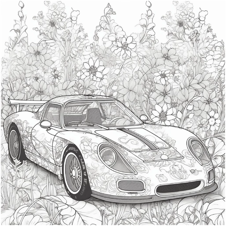 auto-im-blumendesign-malvorlage