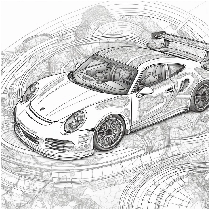auto-im-einzigartigen-design-ausmalvorlage