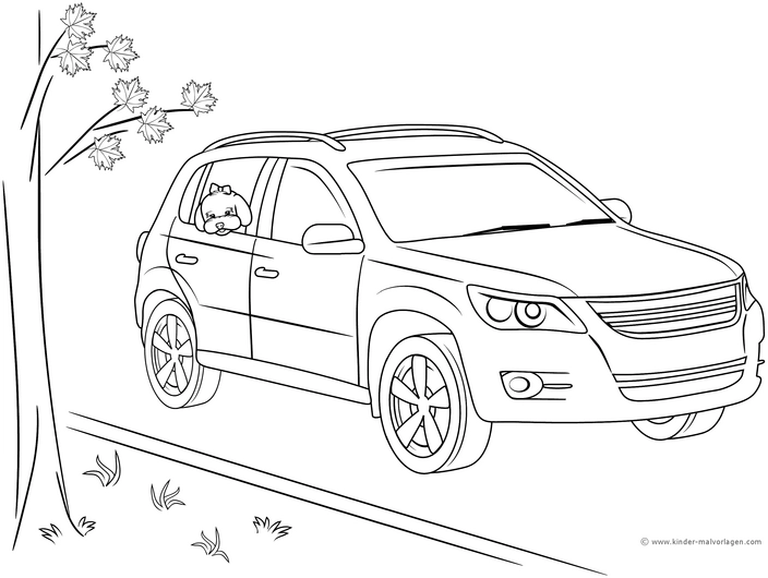 auto-mit-hund-ausmalvorlage