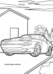 auto-vor-haus-mit-baeumen-und-himmel