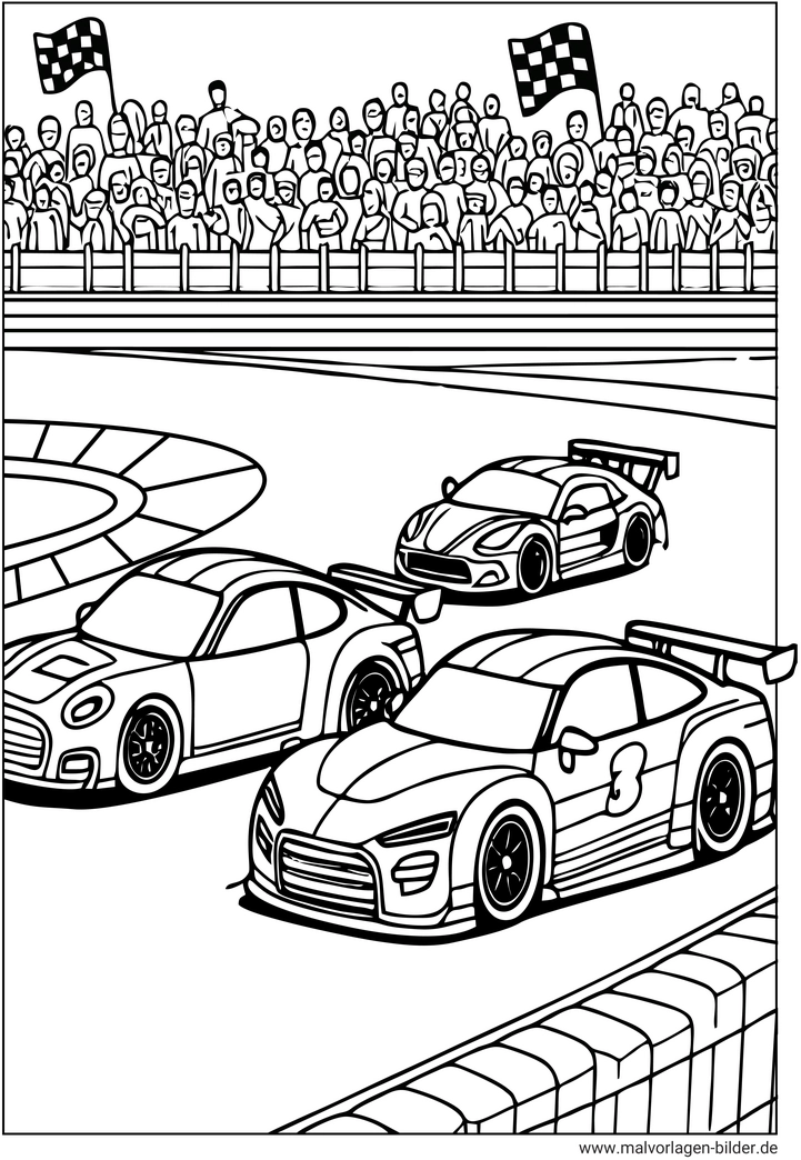 autorennen-rennwagen-jubeln-zuschauer-ausmalbild