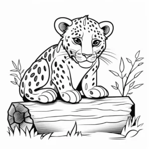 baby-leopard-auf-einem-baumstamm-ausmalvorlage