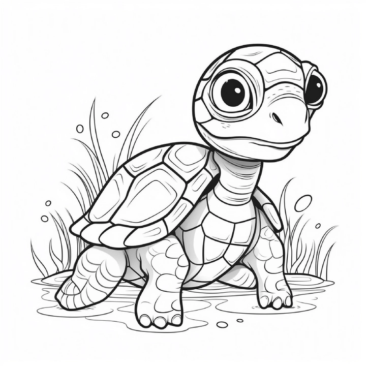 baby-schildkroete-im-wasser-ausmalvorlage