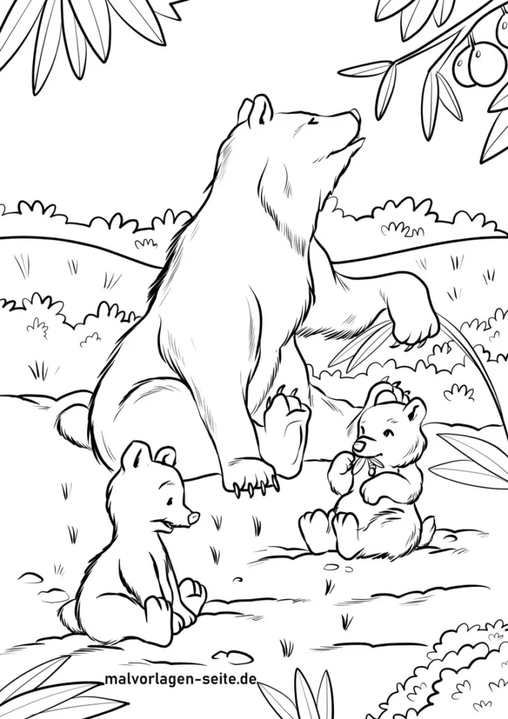 baerenfamilie-im-wald-ausmalvorlage