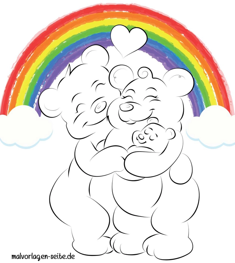 baerenfamilie-regenbogen-ausmalen