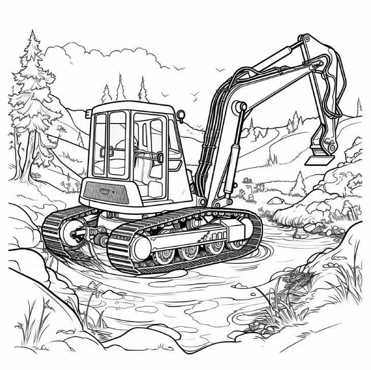 bagger-in-der-natur-mit-wasser-und-baeumen