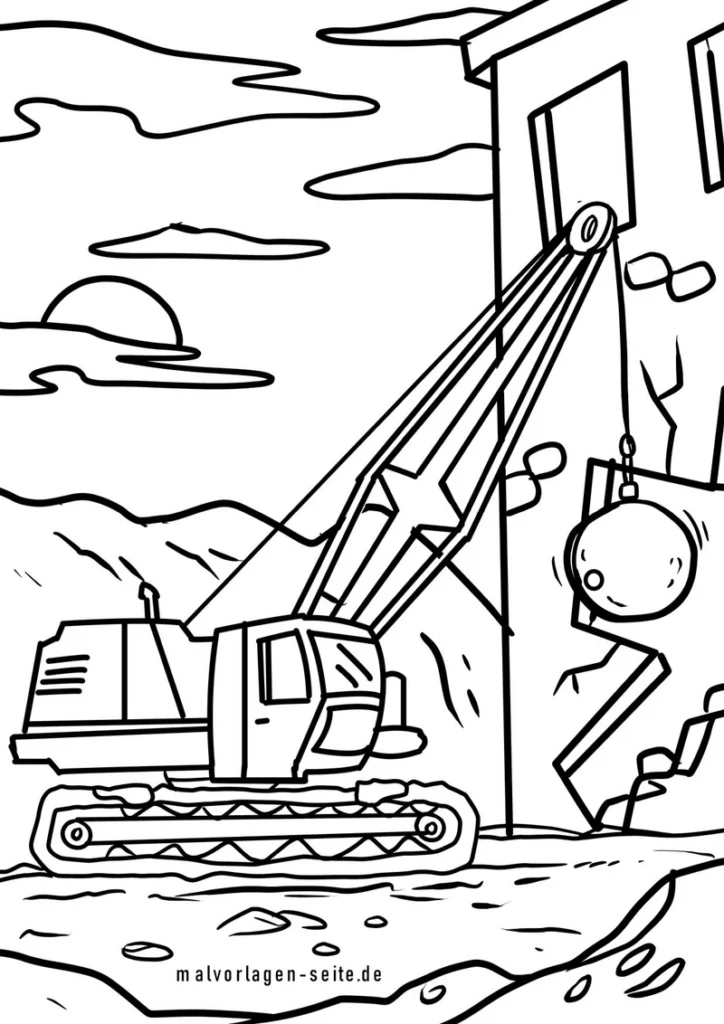 bagger-mit-abrissbirne-auf-baustelle