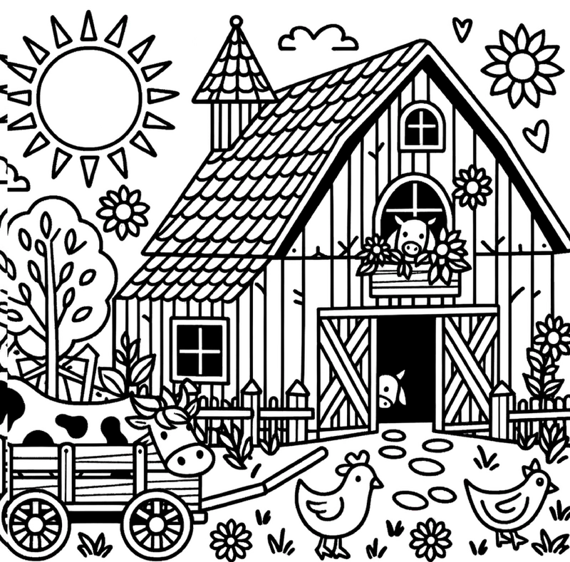 bauernhof-ausmalvorlage-mit-tieren-und-sonne
