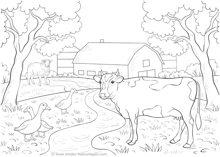bauernhof-mit-tieren-und-stall