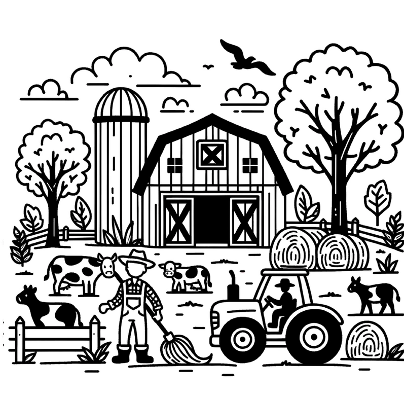 bauernhof-szene-ausmalvorlage