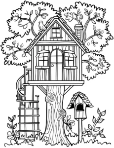 baumhaus-in-einem-baum-mit-voegeln-ausmalbild