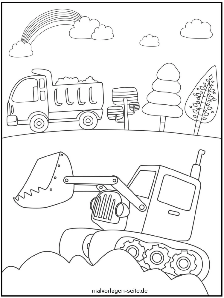 baustellenfahrzeuge-lkw-bagger-ausmalvorlage