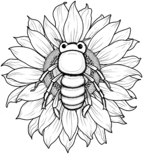 biene-auf-sonnenblume-ausmalvorlage