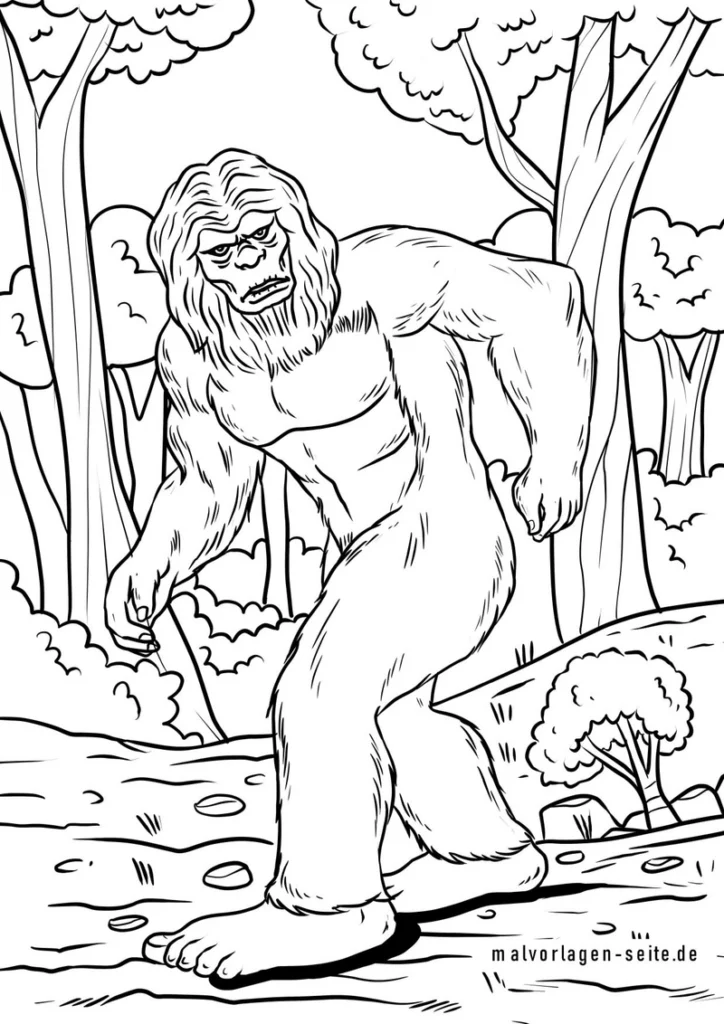 bigfoot-im-wald-ausmalvorlage