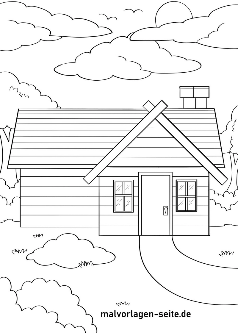 blockhaus-in-der-natur-ausmalvorlage