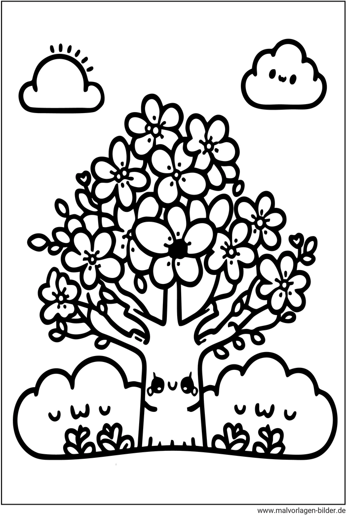 bluehender-baum-fruehling-ausmalbild