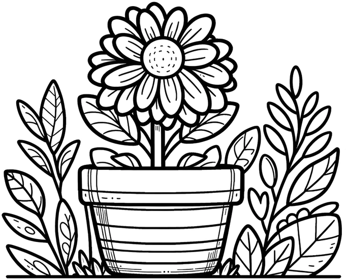 bluende-blume-im-topf-ausmalvorlage