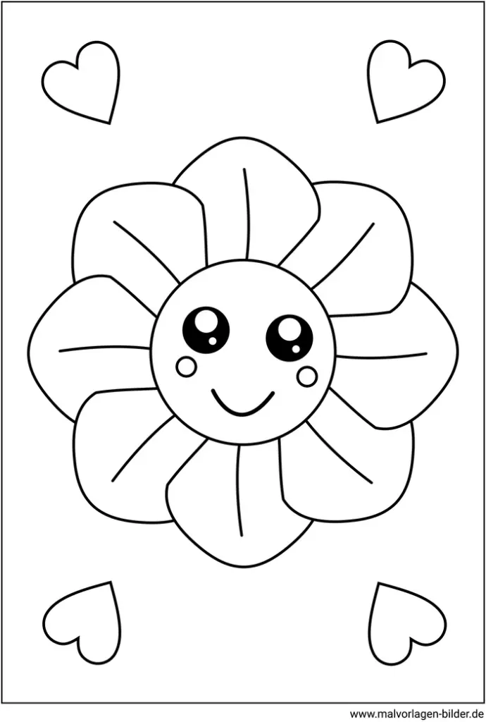 blume-mit-herzchen-ausmalvorlage