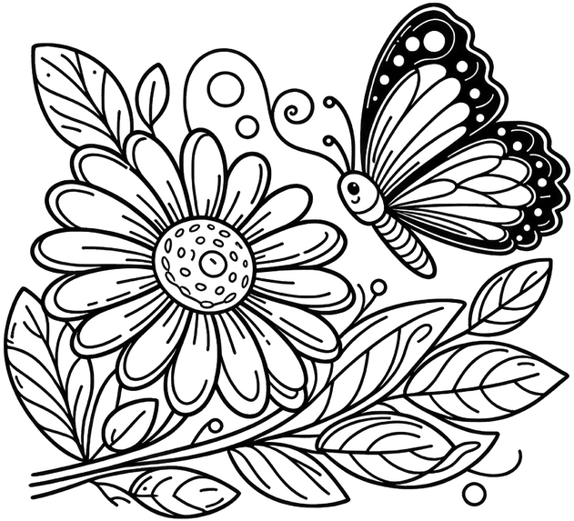 blume-und-schmetterling-ausmalvorlage