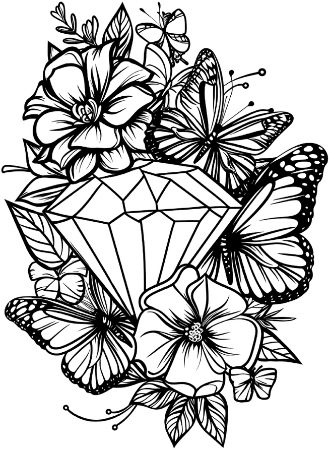 blumen-und-diamanten-ausmalvorlage