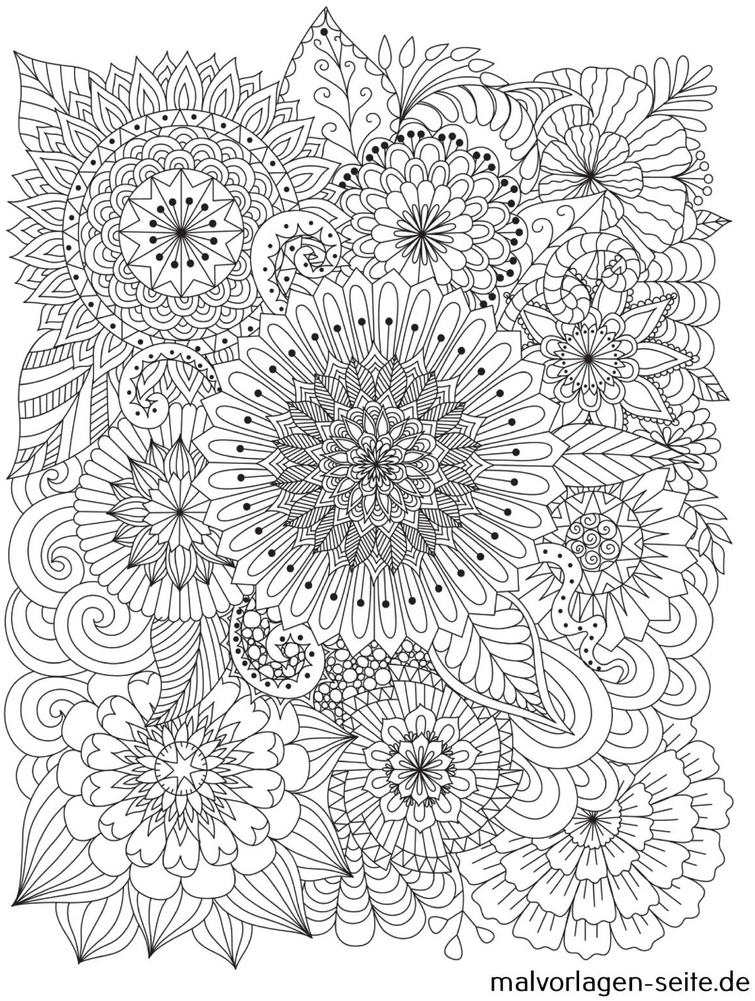 blumen-und-muster-ausmalvorlage