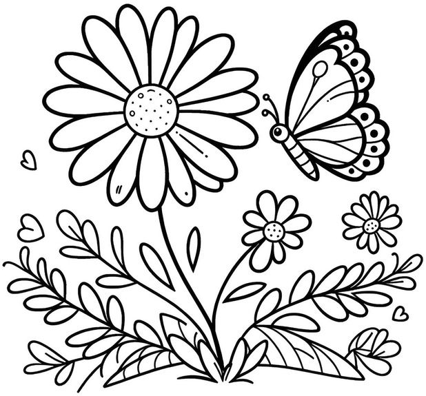 blumen-und-schmetterling-ausmalvorlage