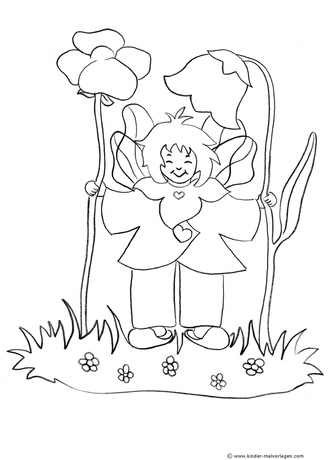 blumenelfe-mit-naturmotiv-ausmalvorlage