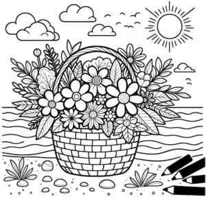 blumenstrauss-im-korb-mit-sonne-und-wolken