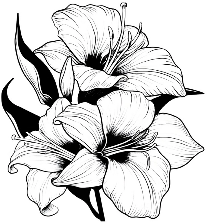 blumenstrauss-lilien-ausmalvorlage
