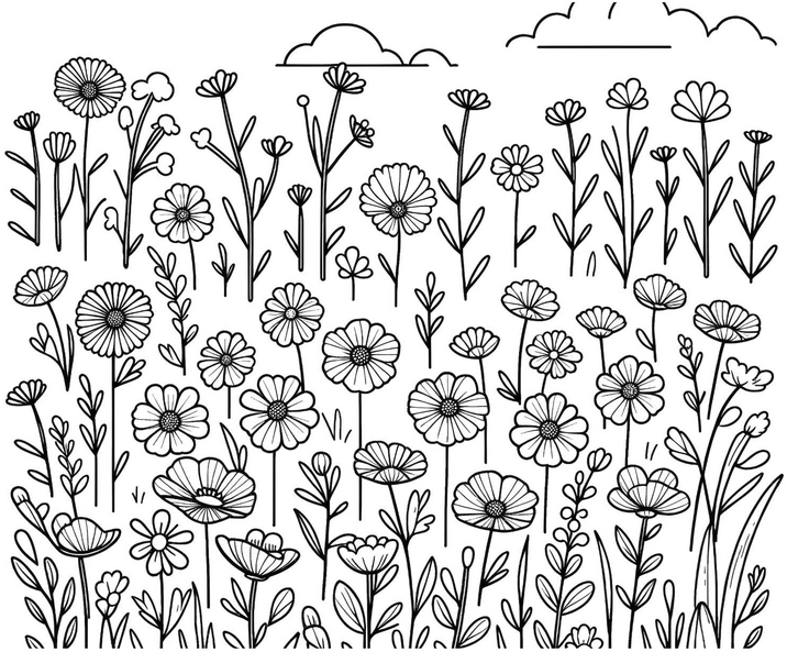 blumenwiese-malvorlage-ausmalbild